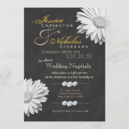Vintage Chalkboard Gerbera Blommigt Bröllopsinbjud Inbjudningar