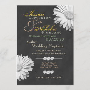 Vintage Chalkboard Gerbera Blommigt Bröllopsinbjud Inbjudningar