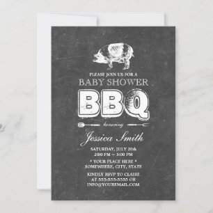 Vintage Chalkboard Gris Roast Baby Shower BBQ Part Inbjudningar