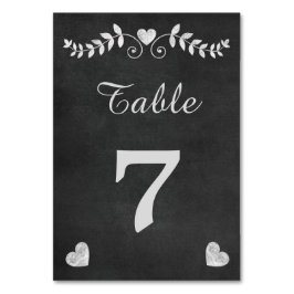 Vintage Chalkboard Heart Bröllop Bordsnummer