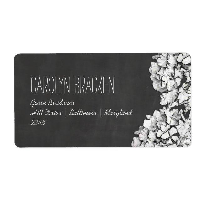 Vintage Chalkboard Hydrangeas Blommigt Bröllop Fraktsedel (Framsidan)