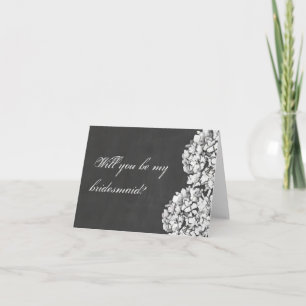 Vintage Chalkboard Hydrangeas ska vara min bridesm Inbjudan