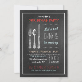 Vintage Chalkboard jul Party Red Blue White Inbjudningar