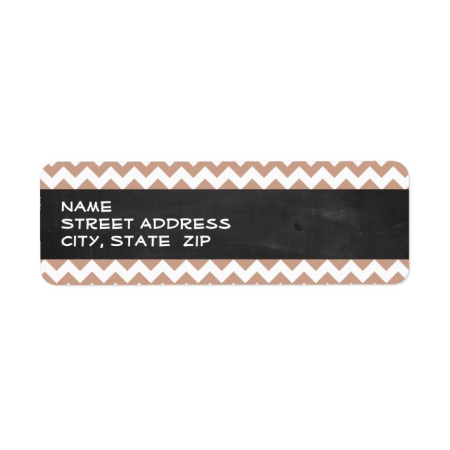 Vintage Chalkboard look; Brown Chevron Mönster Returadress Etikett (Framsidan)