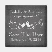 Vintage Chalkboard Love birds Spara datum magneter