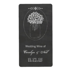 Vintage Chalkboard Mason Burk Bröllop Vin Fraktsedel