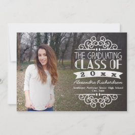 Vintage Chalkboard Overlay Photo Studenten Inbjudningar