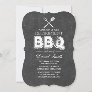 Vintage Chalkboard Pension BBQ Party Inbjudningar