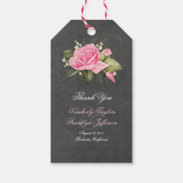 Vintage Chalkboard Rosa Flowers Bröllop Presentetikett