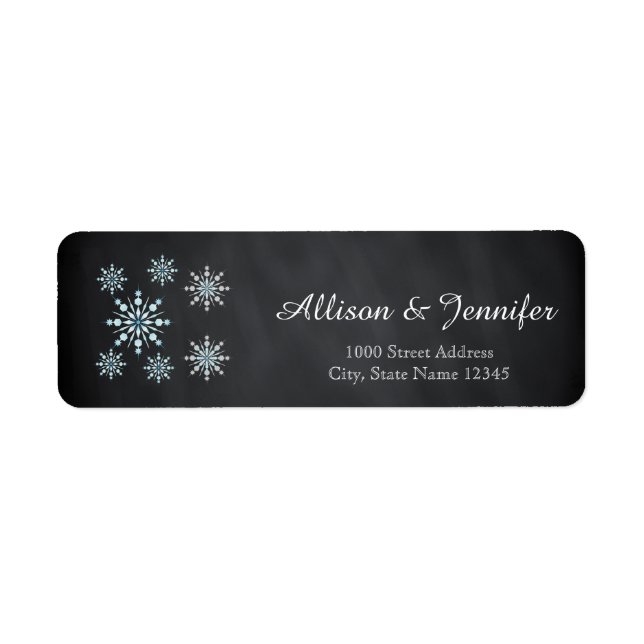 Vintage Chalkboard snowflake helgdag Label Adress Returadress Etikett (Framsidan)