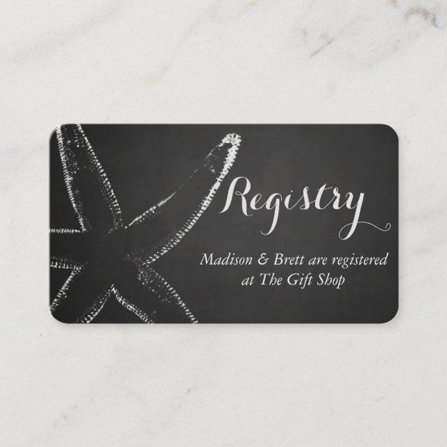 Vintage Chalkboard Starfish Nautical Bröllop Tilläggskort (Framsida)