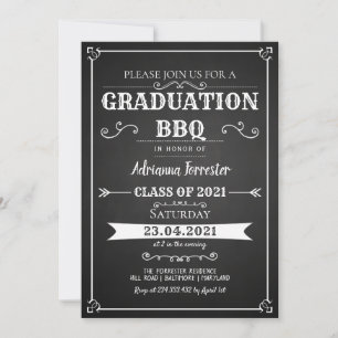 Vintage Chalkboard Studenten BBQ-inbjudan Inbjudningar