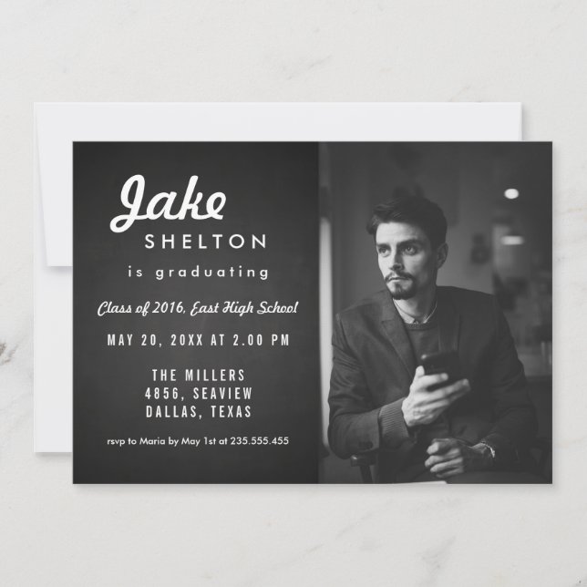 Vintage Chalkboard Studenten Photo Inbjudningar (Framsida)