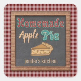 Vintage chalkboard typography homemade äpple paj fyrkantigt klistermärke