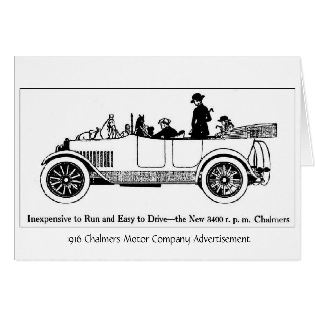 Vintage Chalmers 1916 motoriska Co., Hälsningskort (Framsidan Horizontal)