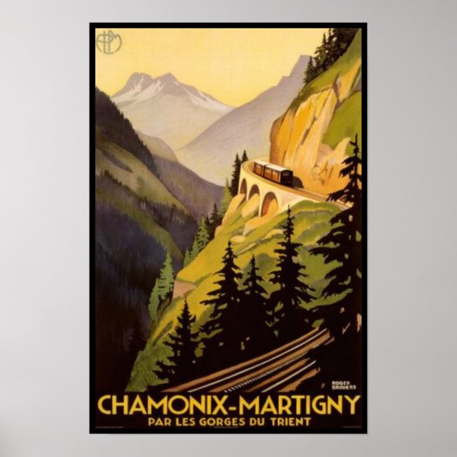 Vintage Chamonix-Martigny Travel Poster (Framsidan)