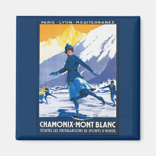 Vintage Chamonix - Mont Blanc affisch Magnet