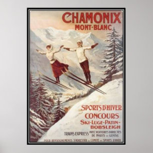 Vintage Chamonix, mont-Blanc, Frankrike- Poster