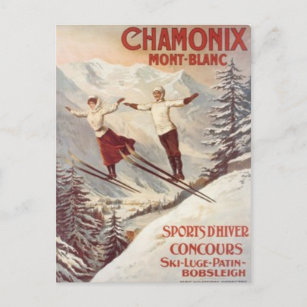 Vintage Chamonix, mont-Blanc, Frankrike- Vykort