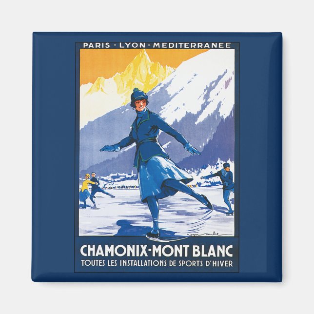 Vintage Chamonix - Mont Blanc Poster Magnet (Framsidan)