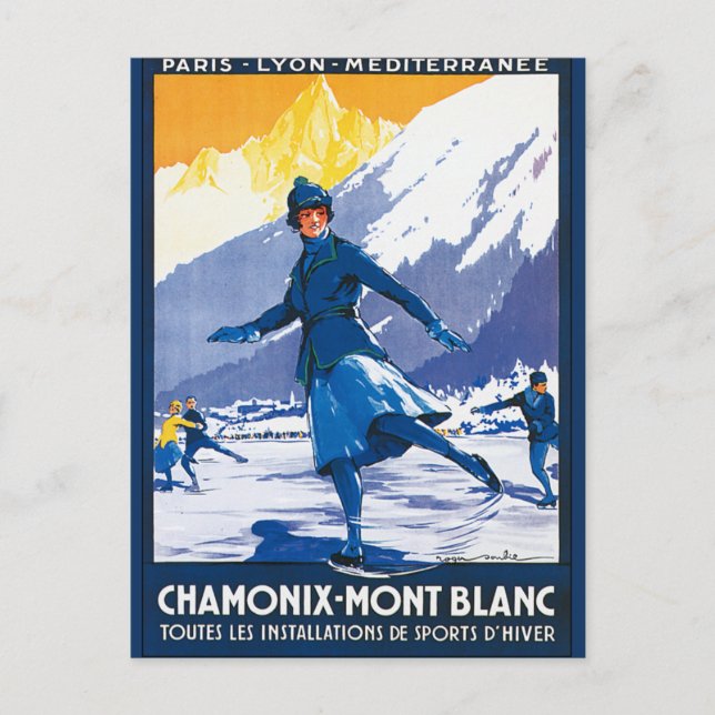 Vintage Chamonix - Mont Blanc Poster Vykort (Framsida)