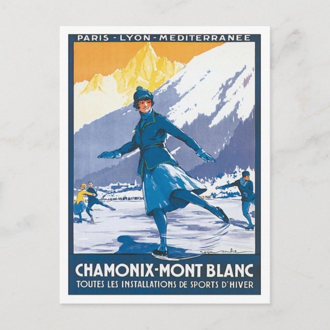 Vintage Chamonix Mont Blanc Vykort (Framsida)