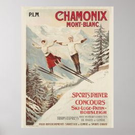 Vintage Chamonix Ski Illustration Travel Poster