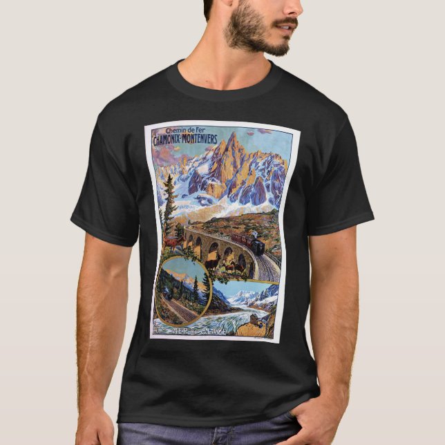 Vintage Chamonix Travel-affisch T Shirt (Framsida)