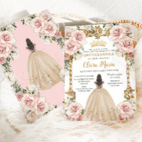 Vintage Champagne Blommigt Dress Quinceanera