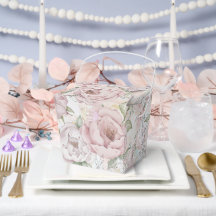 Vintage Champagne Peony Wedding Favor Box