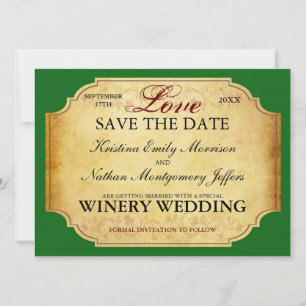 Vintage Champagne Vinery Spara Datum-kort Datumet