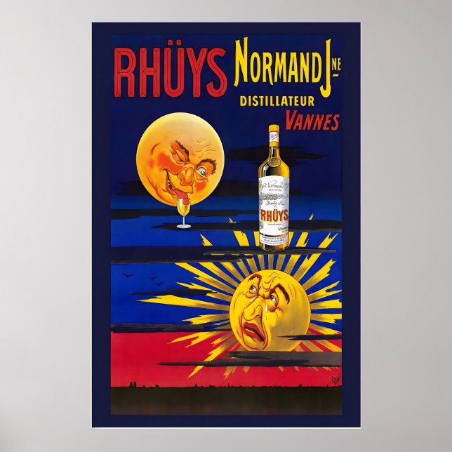 Vintage champagne vinflaska dryck kök konst poster (Framsidan)