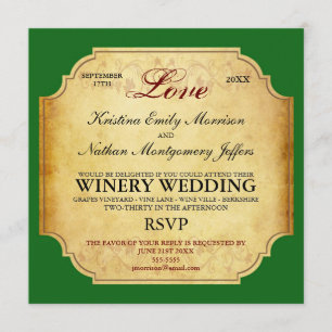 Vintage Champagne Winery Wedding bjudande Inbjudningar