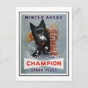 Vintage Champion Spark Plugs Ad Vykort