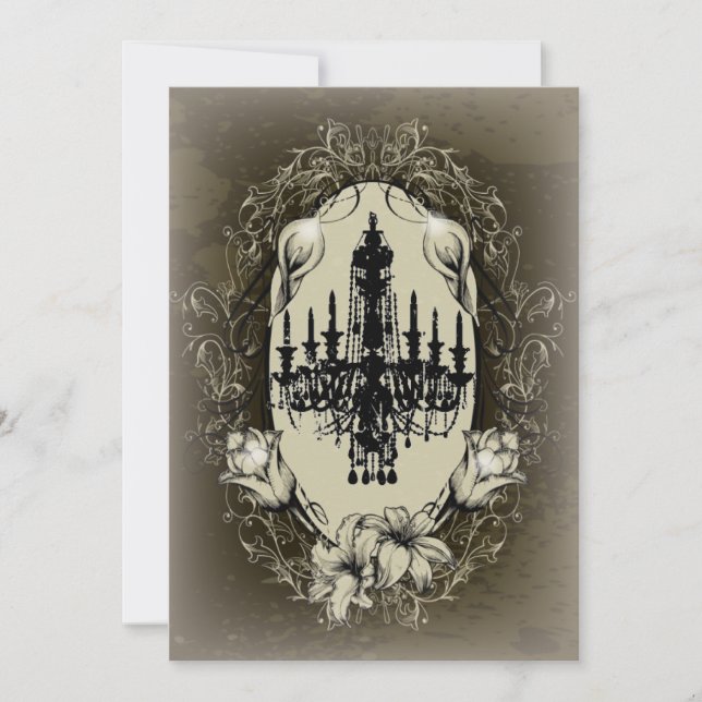 Vintage Chandelier Lily vintage Möhippa Inbjudningar (Framsida)