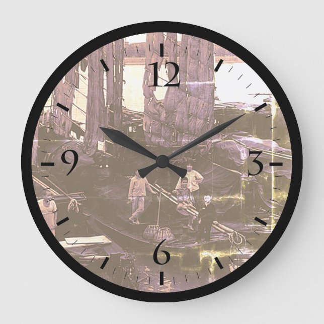 Vintage Changsha xiang jiang-Kanvastrycket Stor Klocka (Framsida)