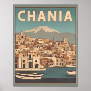 Vintage Chania City Souvenirs reta greece resa Poster