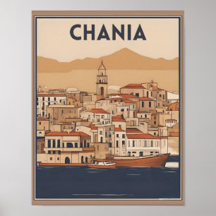 Vintage Chania City Souvenirs reta greece resa Poster