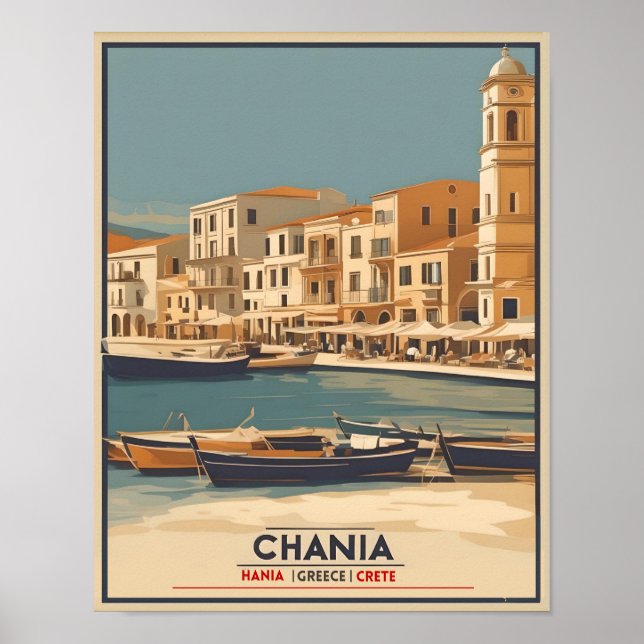 Vintage Chania City Souvenirs reta greece resa Poster (Framsidan)