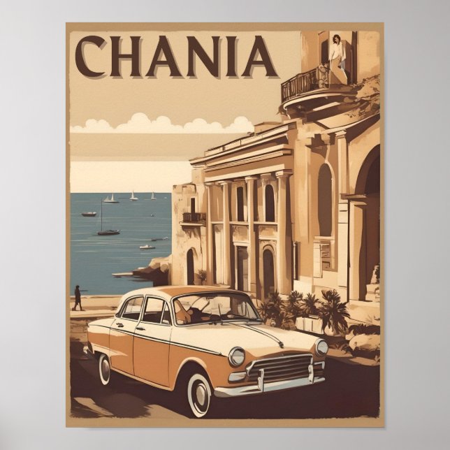 Vintage Chania City Souvenirs reta greece resa Poster (Framsidan)