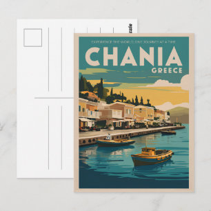 vintage Chania Greklands stränder gåvor souvenirer Vykort
