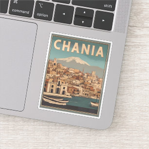 Vintage Chania Stad Souvenirs Kreta Grekland resa Klistermärken