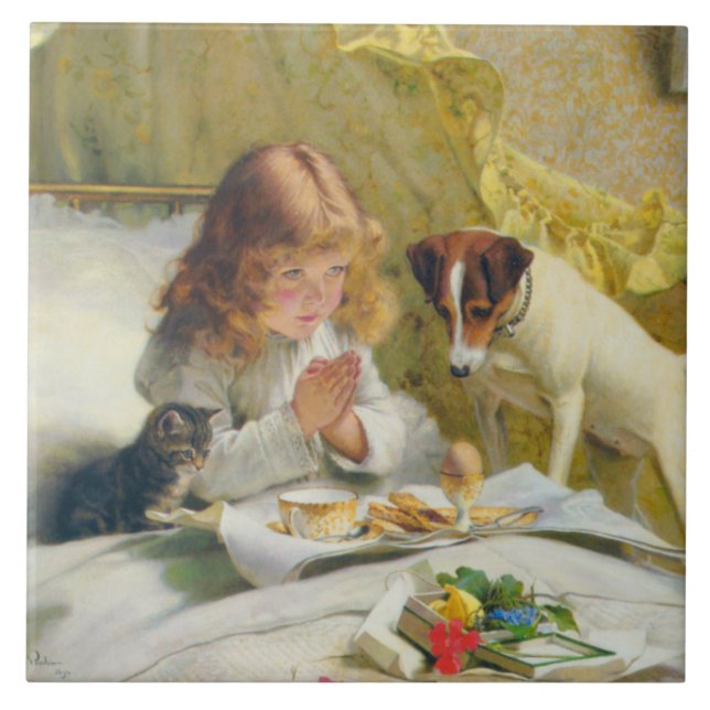 Vintage Charles Burton Barber Suspense Kakelplatta (Framsidan)