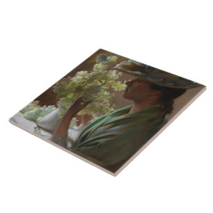 Vintage Charles Courtney Curran Dam med Bouqu Kakelplatta