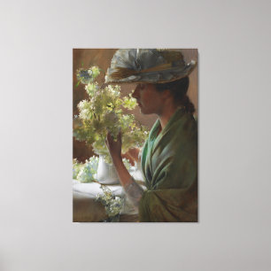 Vintage Charles Courtney Curran Dam med ett Bouque Canvastryck