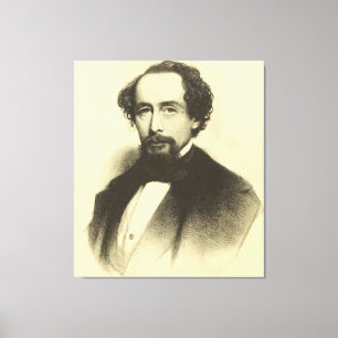 Vintage Charles Dickens Porträtt Canvastryck