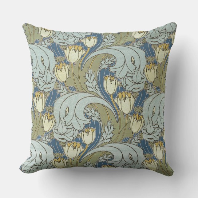 Vintage Charles Voysey Tulip Kudde (Framsida)
