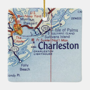 Vintage Charleston SC Julgransprydnad Keramik