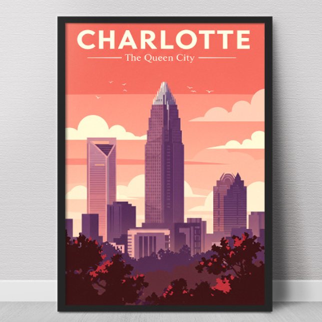 Vintage Charlotte North Carolina Poster (Skapare uppladdad)