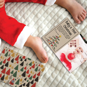 Vintage Charm: Barnets Första Jul Foto Julkort